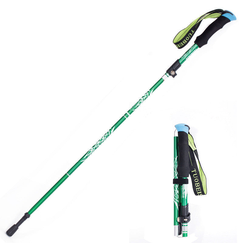 Green anti-shock walking pole reducing knee strain Australia hike