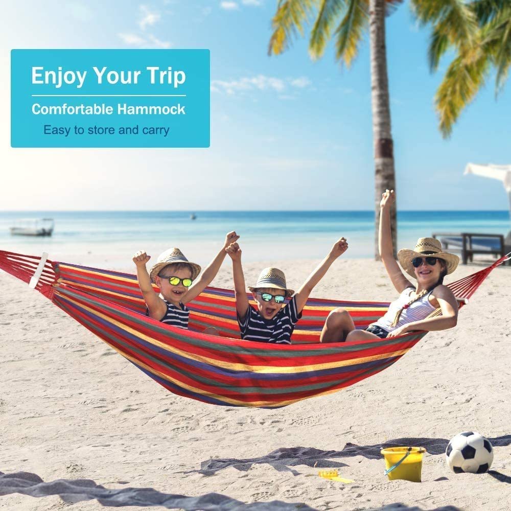 Lightweight outdoor hammock—sturdy, packable, perfect for New Zealand camping and beach breaks.