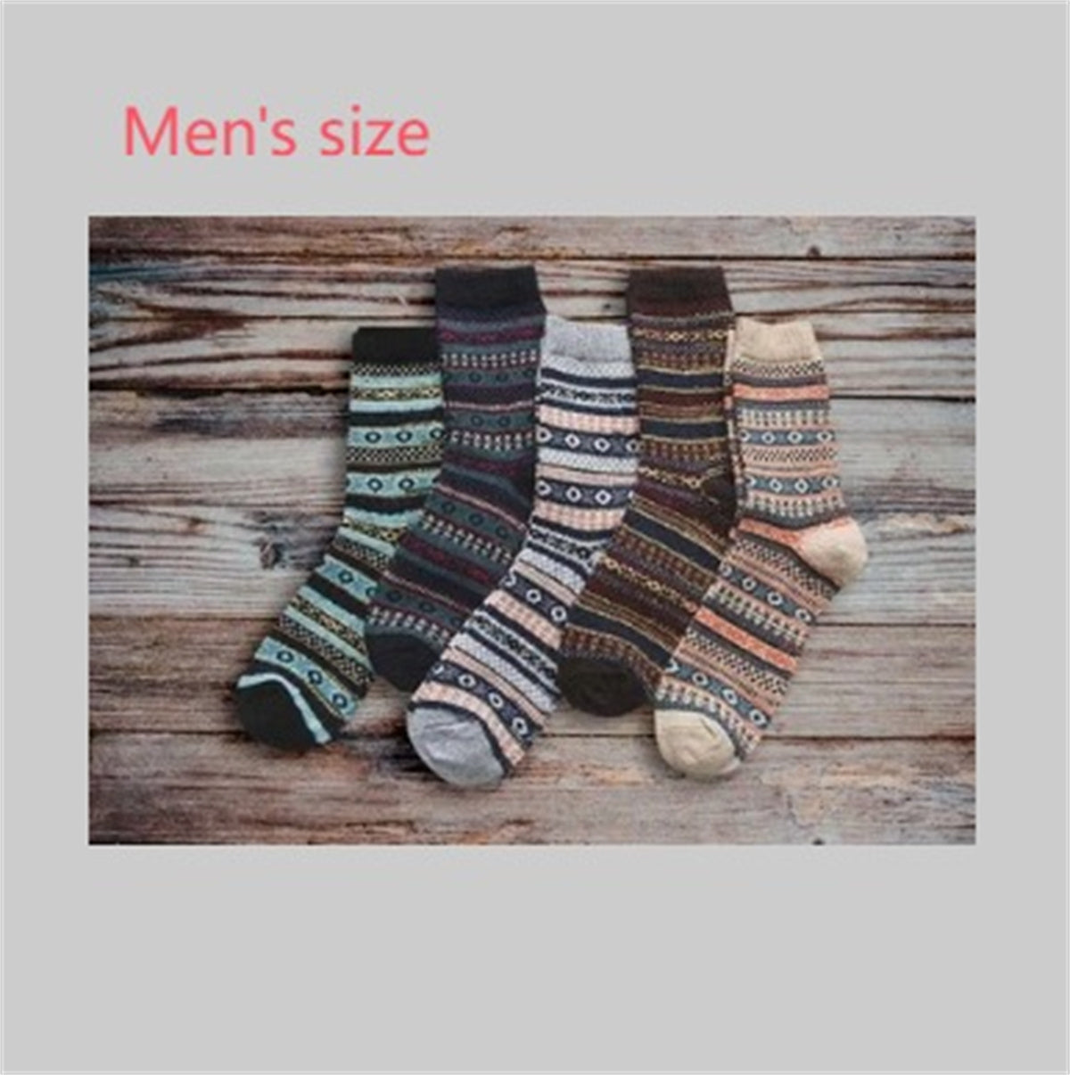 Striped wool winter socks for outdoor camping and trekking US