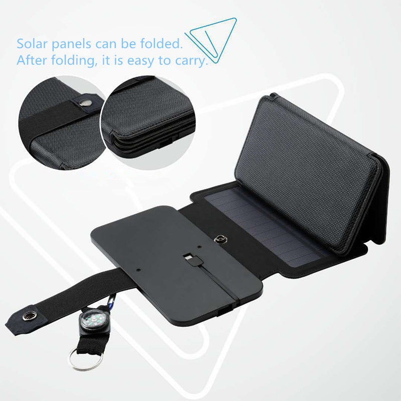 Black solar panel device with folding panels