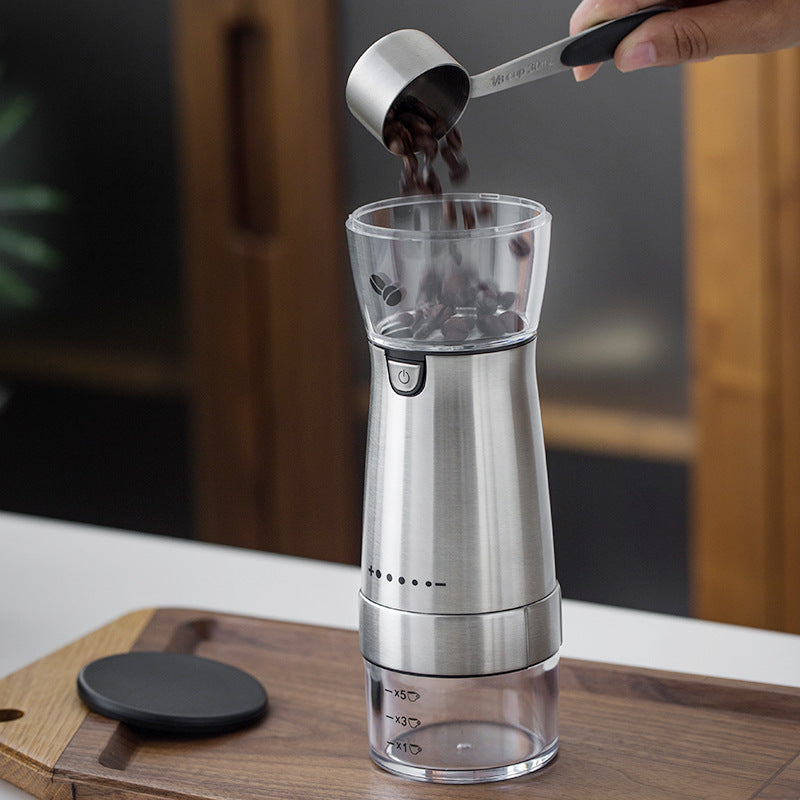 coffee grinder grinding beans UK morning espresso aroma”