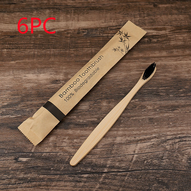 Reusable bamboo toothbrushes 6PC– ecofriendly, biodegradable handles