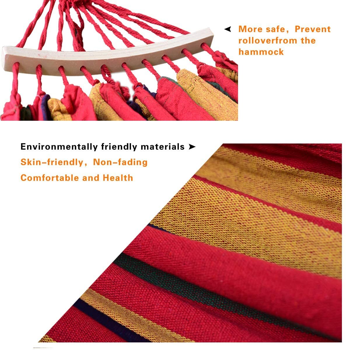 Portable cotton hammock—eco-conscious, ideal for UK outdoor relaxation, camping, or trail travel  